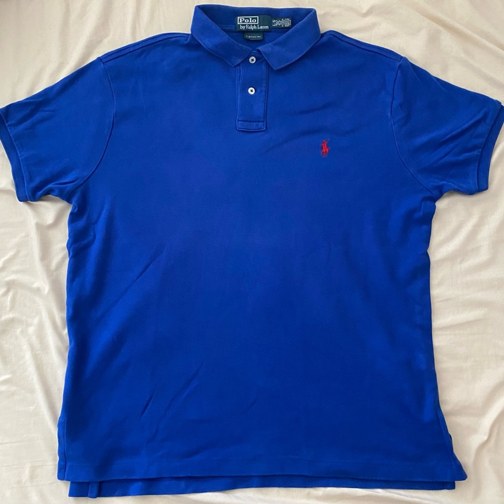 Polo Ralph Lauren Men's Polo Large Blue Short Sleeve Classic Polo Bright Blue
